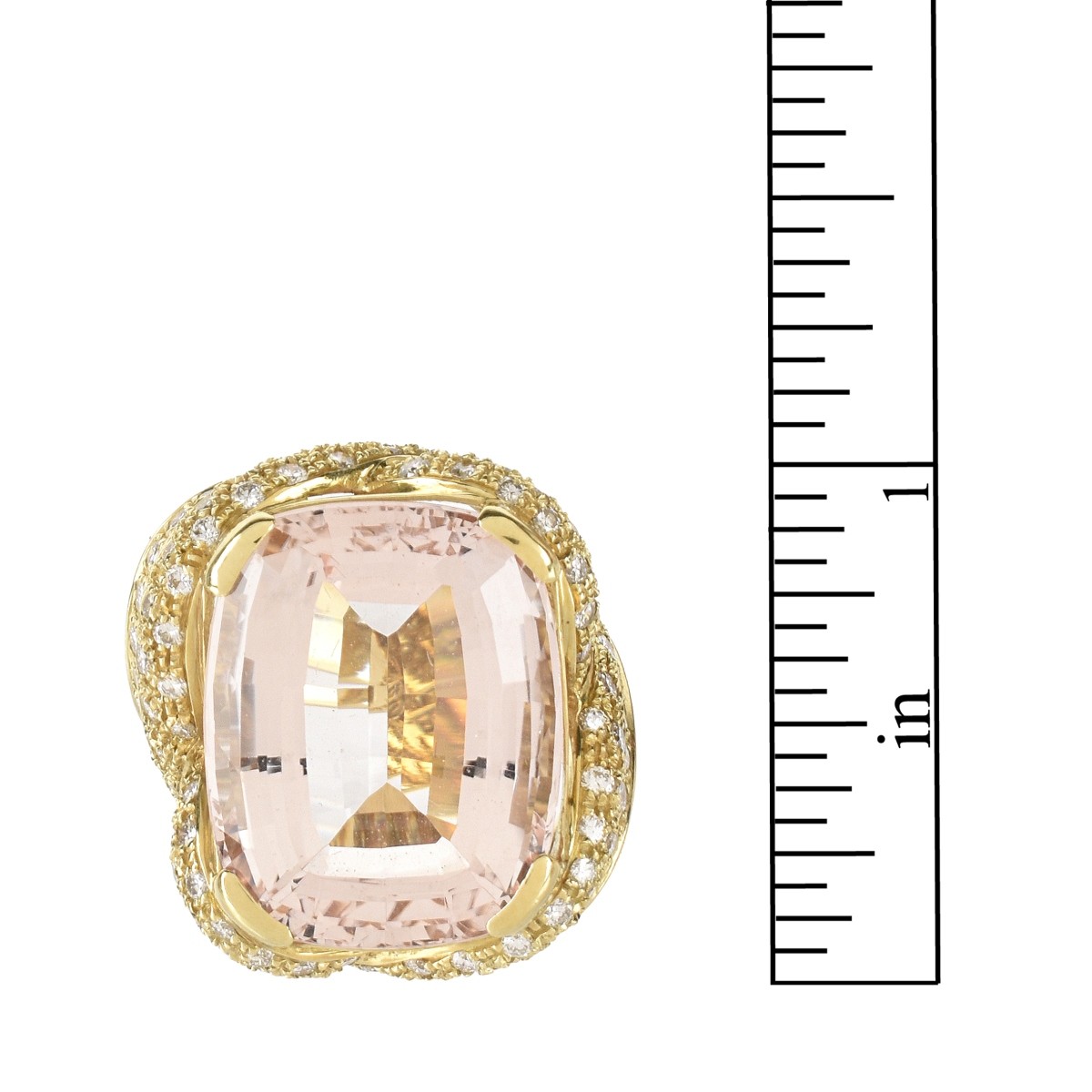 Kunzite, Diamond and 18K Gold Ring