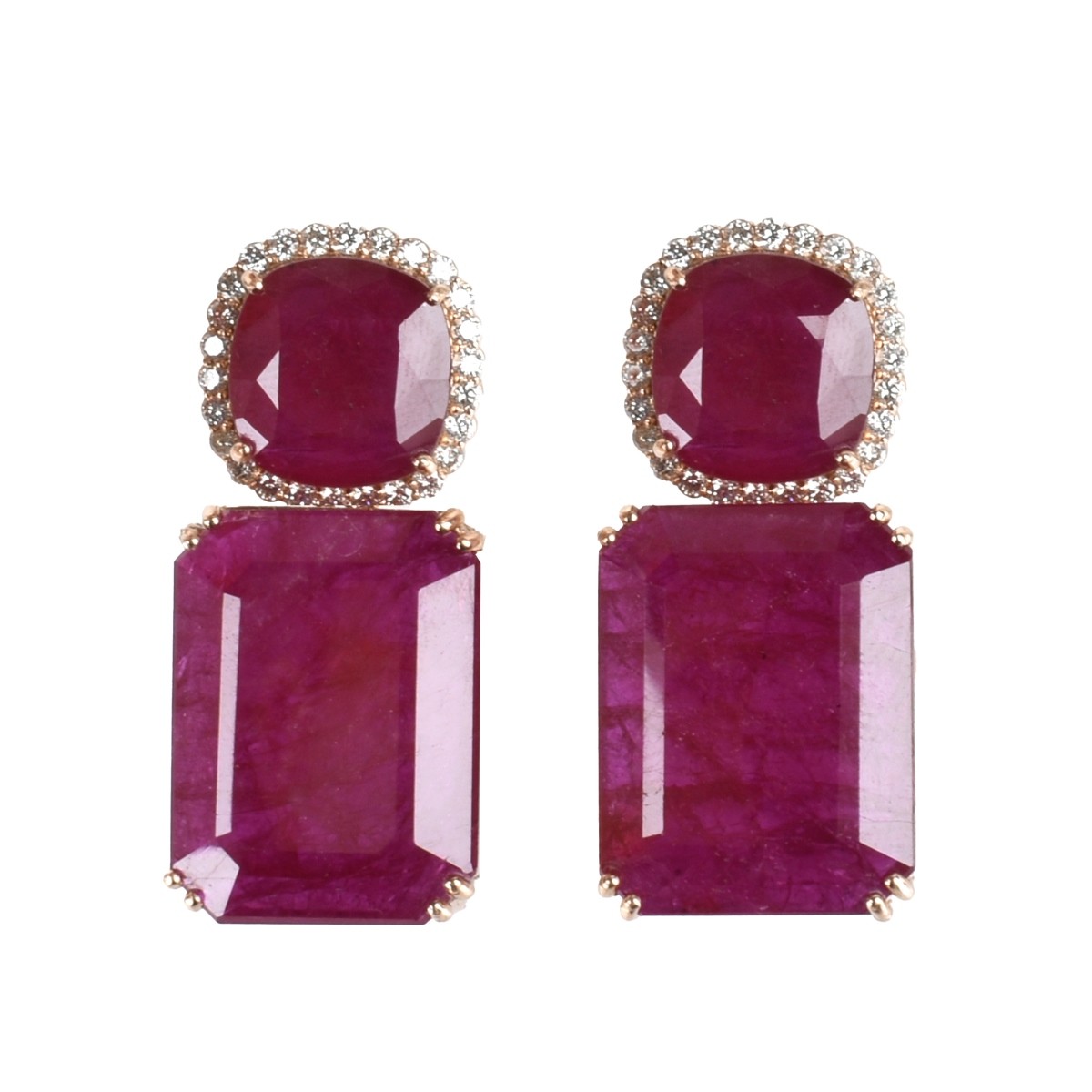 Ruby, Diamond and 18K Earrings