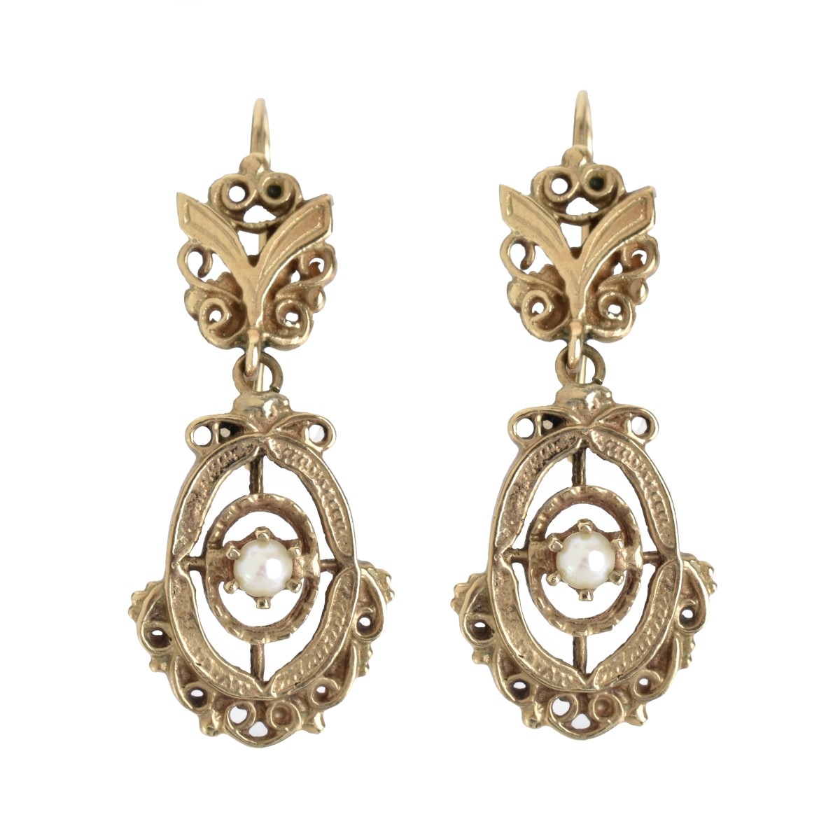 Pair Antique Victorian Filigree Chandler Earring