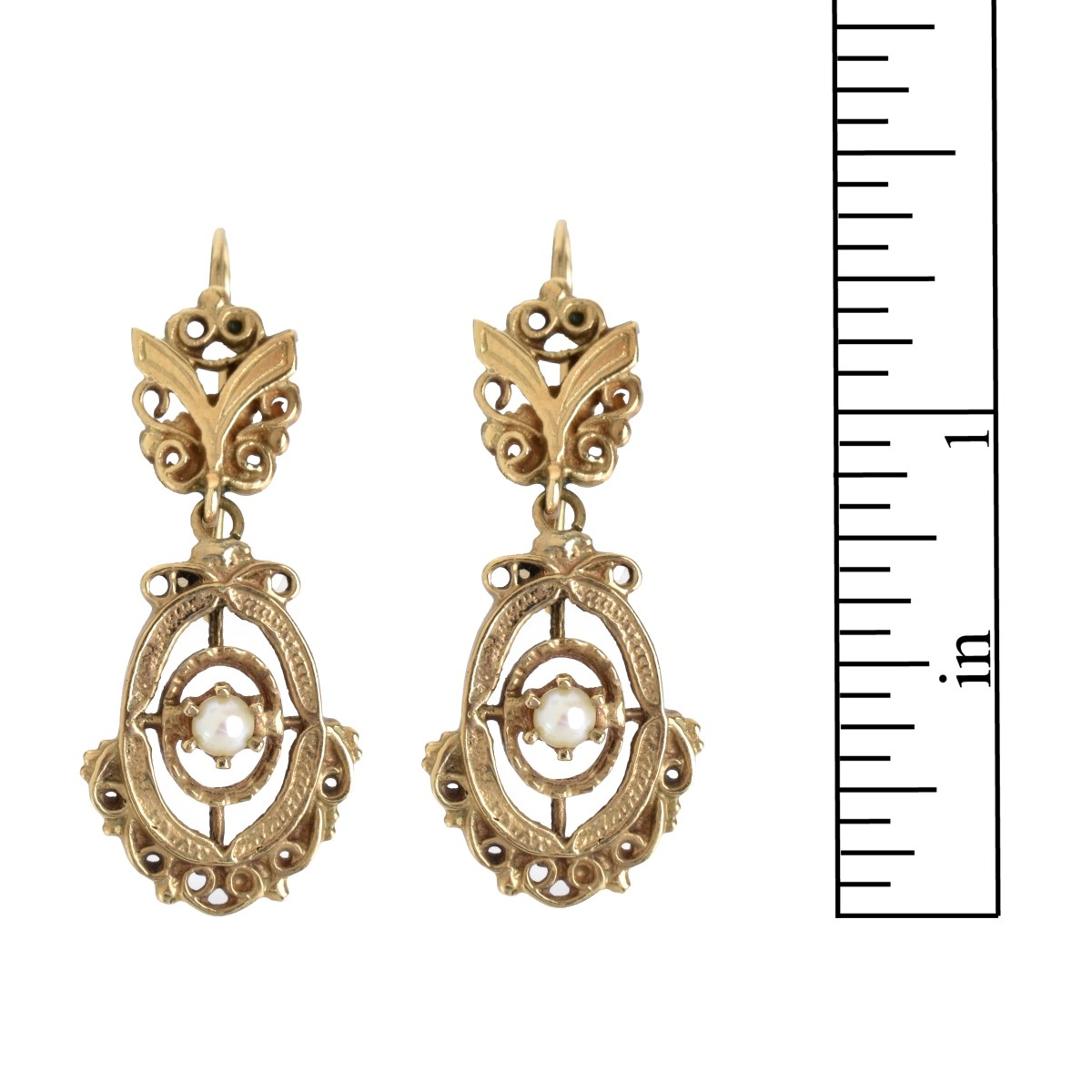 Pair Antique Victorian Filigree Chandler Earring