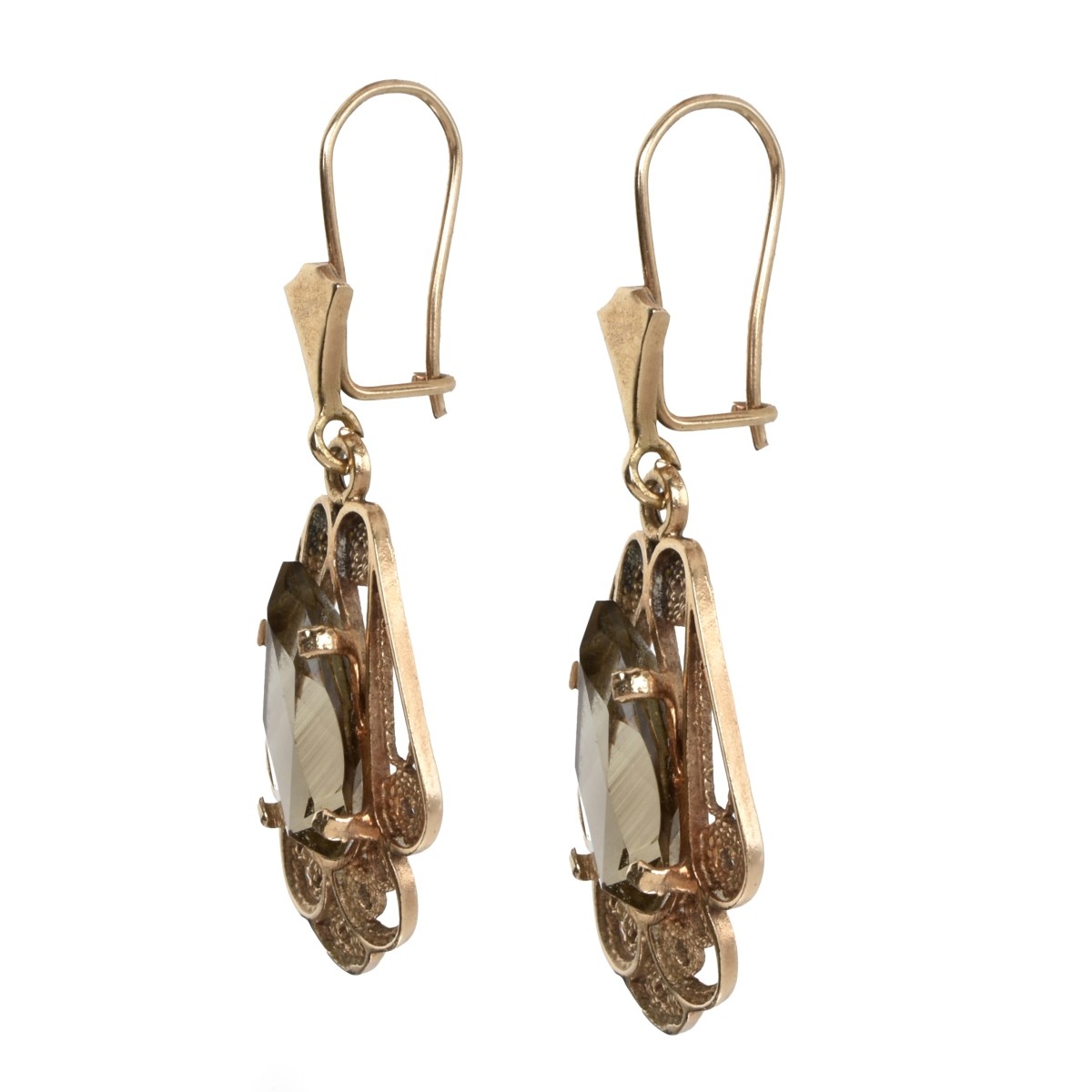 Quartz and 14K Earrings