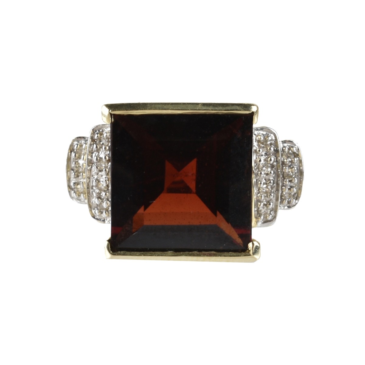 Garnet, Diamond and 14K Ring