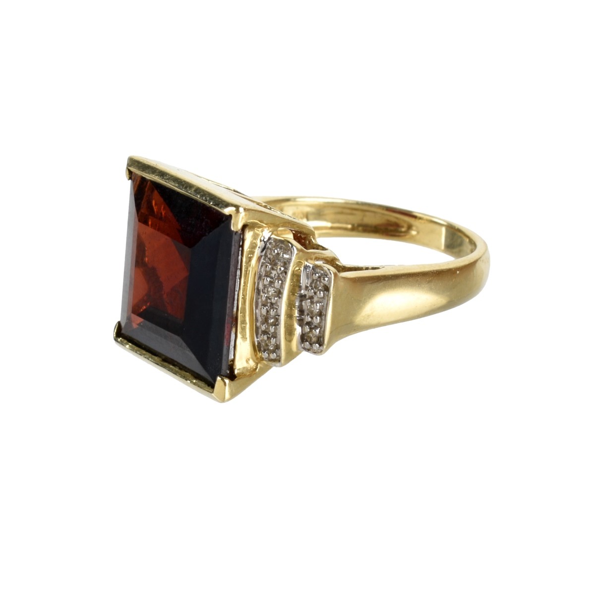 Garnet, Diamond and 14K Ring