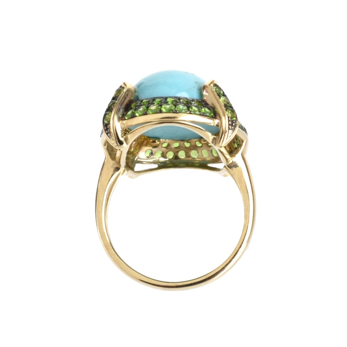 Turquoise, Garnet and 14K Ring