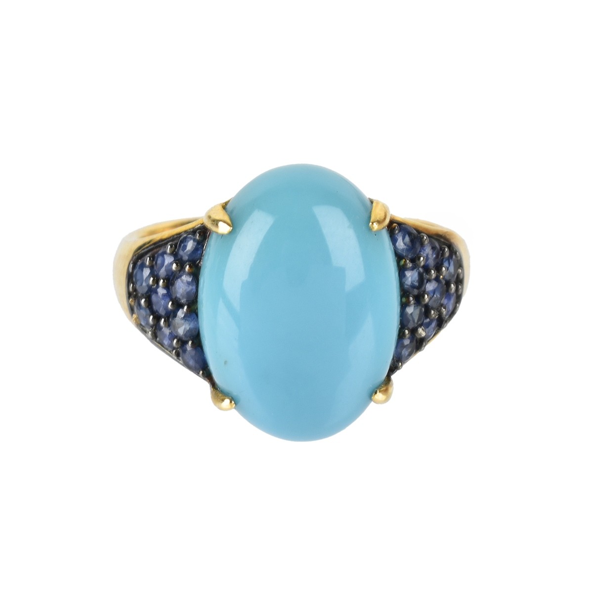 Turquoise, Sapphire and 14K Ring