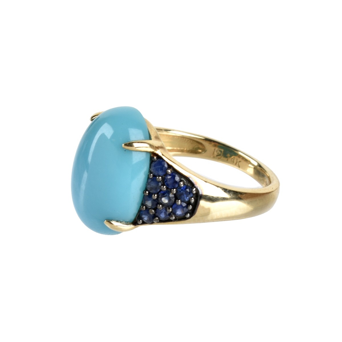 Turquoise, Sapphire and 14K Ring