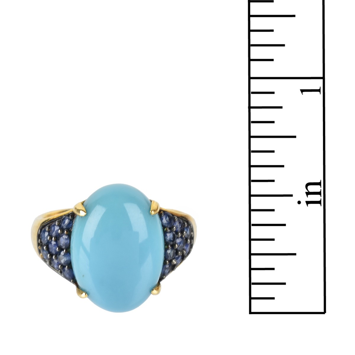 Turquoise, Sapphire and 14K Ring