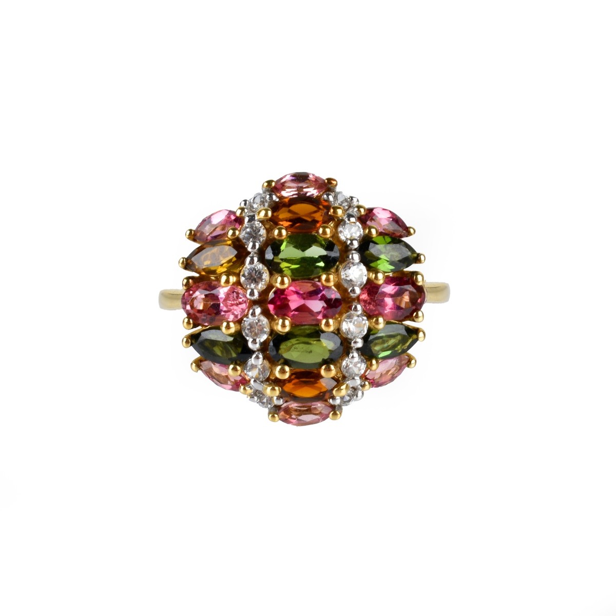 Gemstone, Diamond and 10K Ring