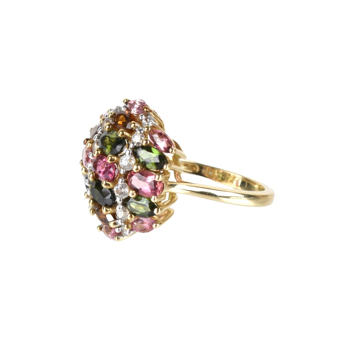 Gemstone, Diamond and 10K Ring