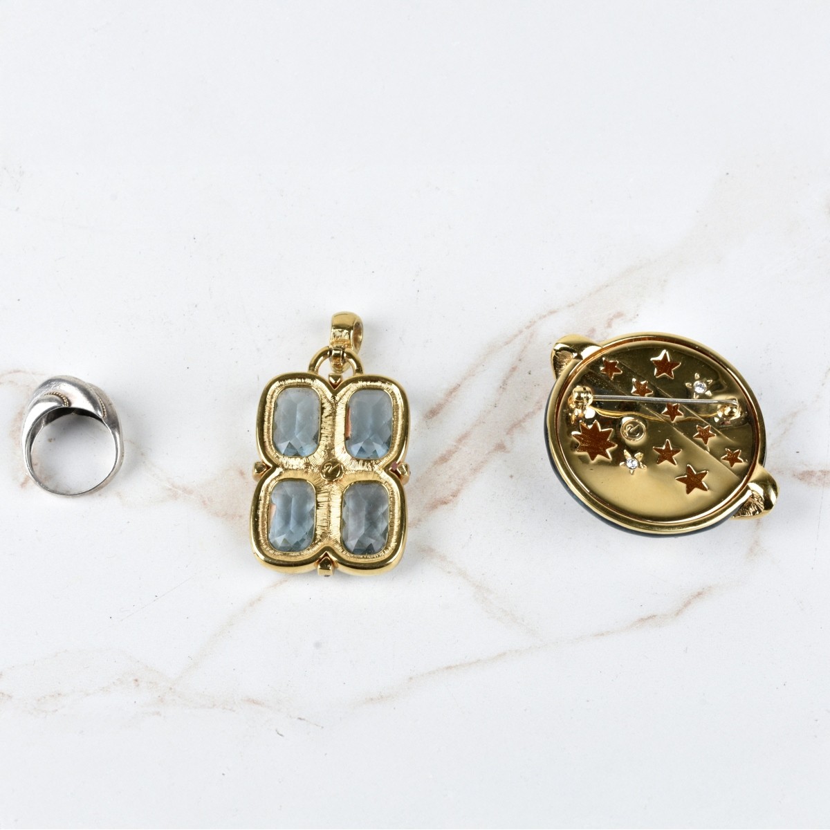 Swarovski Brooch and Pendant with Sterling Ring