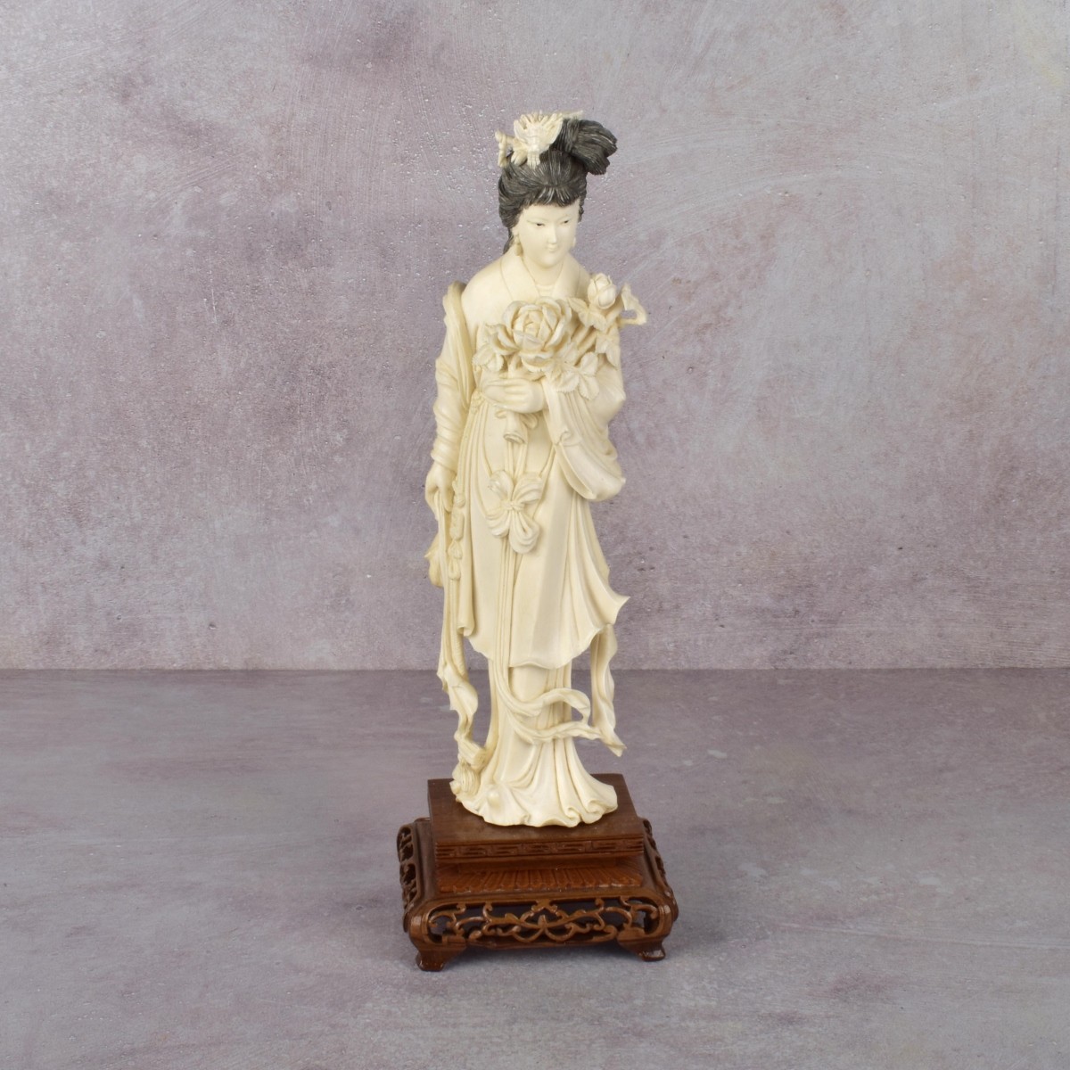 Antique Carved Japanese Figure of a Lady