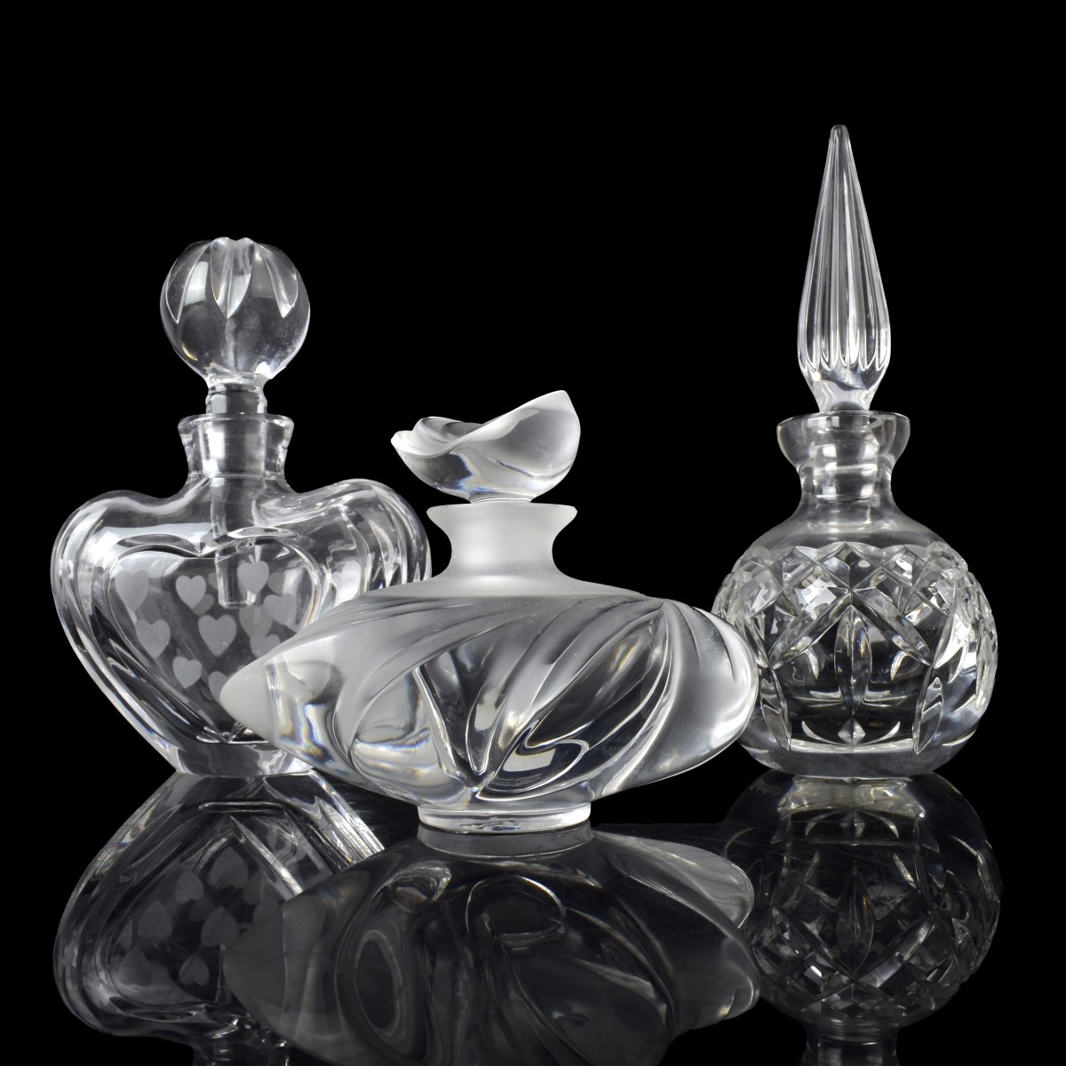 Lalique and Waterford Perfume Bottles