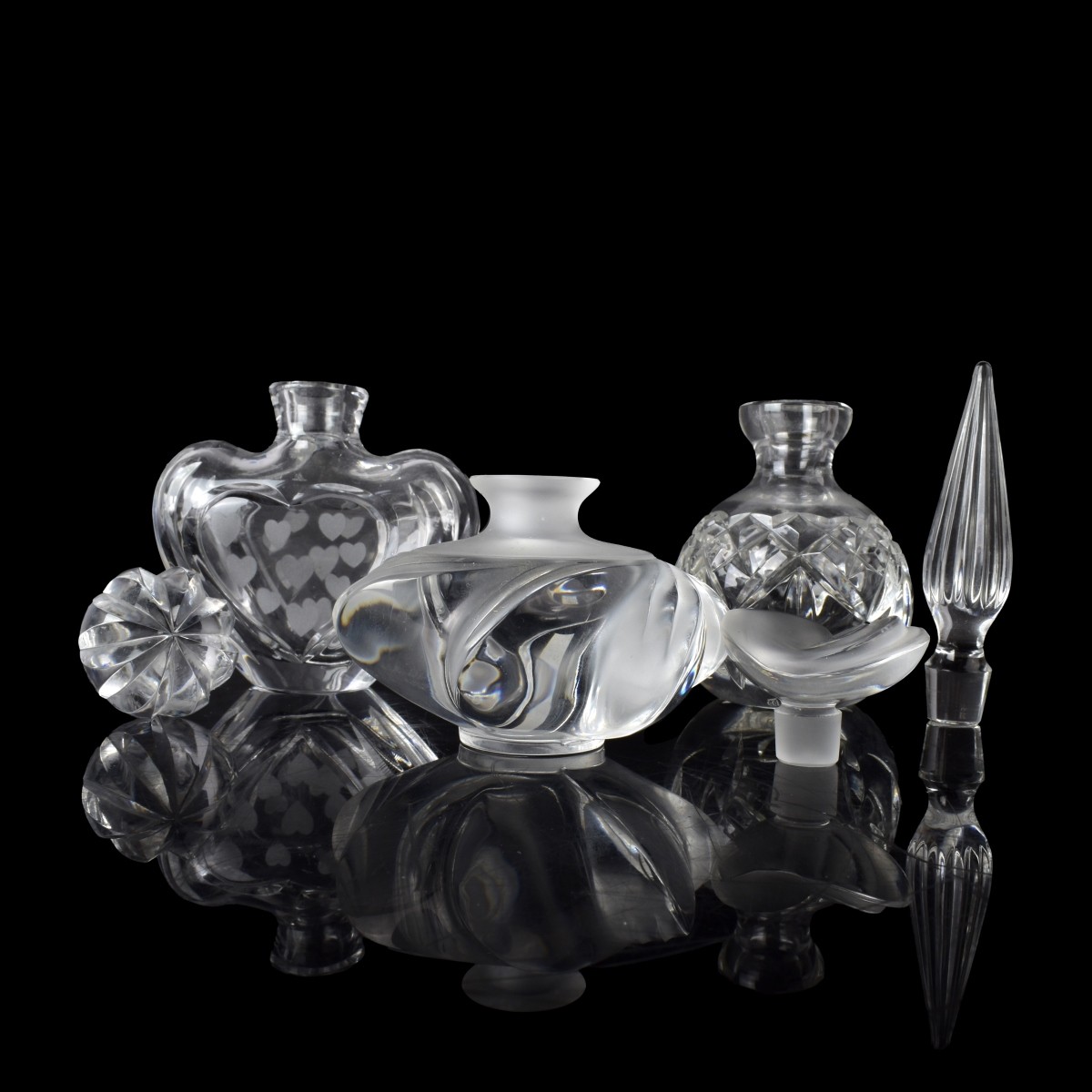 Lalique and Waterford Perfume Bottles