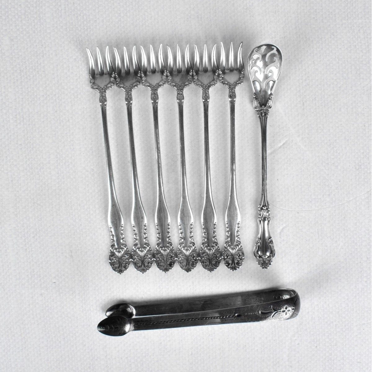 Sterling Silver Cocktail Forks/Tong