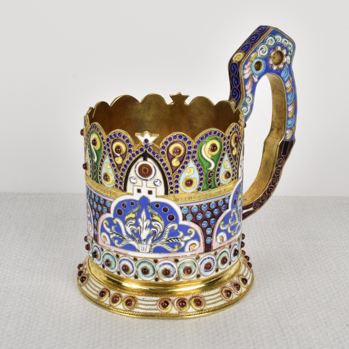 Russian Silver-Gilt and Cloisonne Enamel Tea Glass