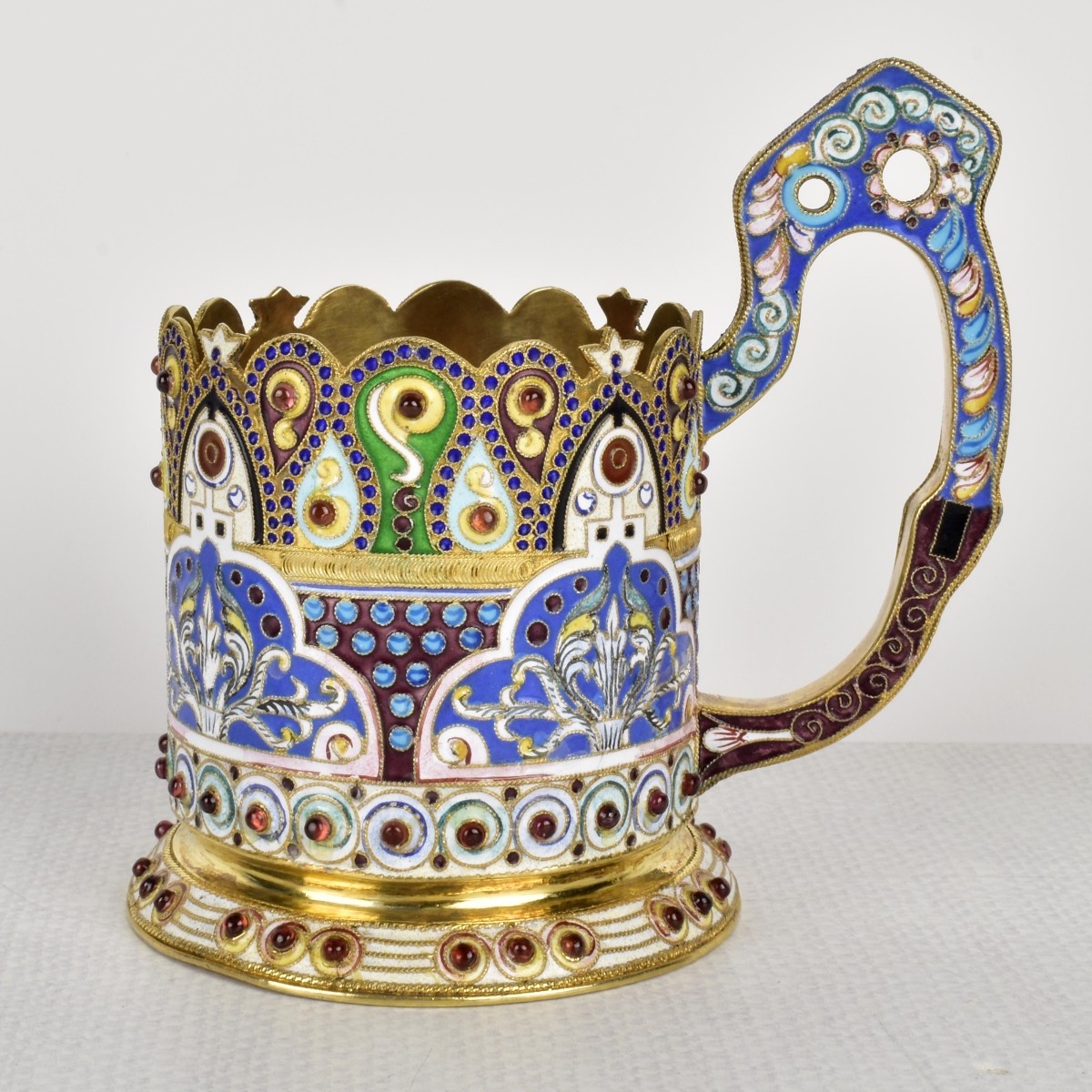 Russian Silver-Gilt and Cloisonne Enamel Tea Glass