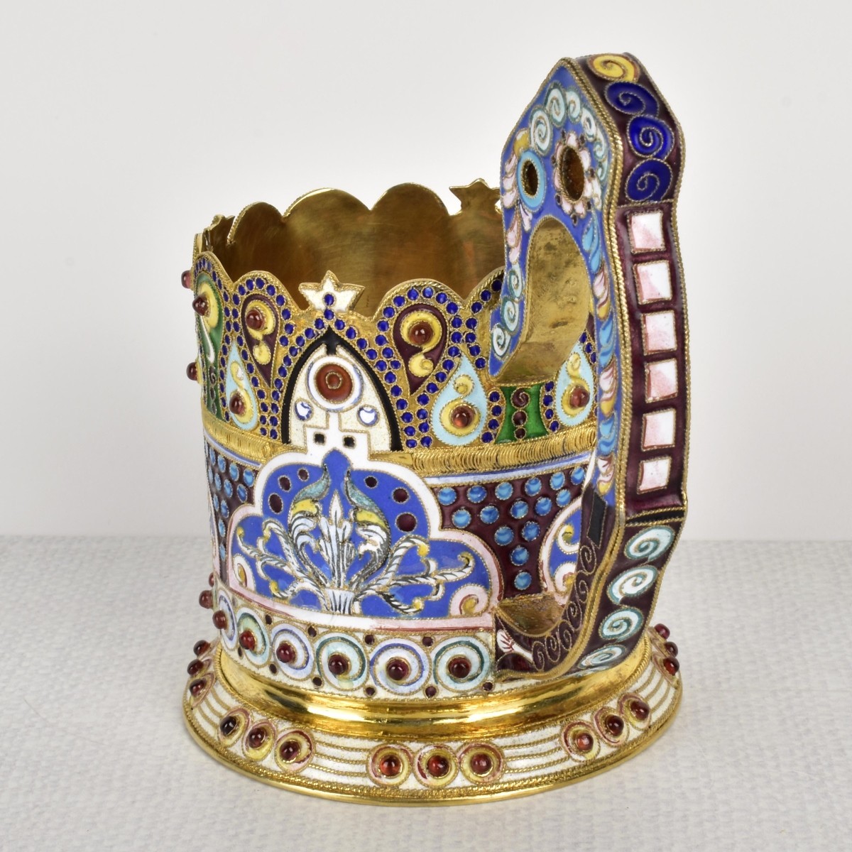 Russian Silver-Gilt and Cloisonne Enamel Tea Glass