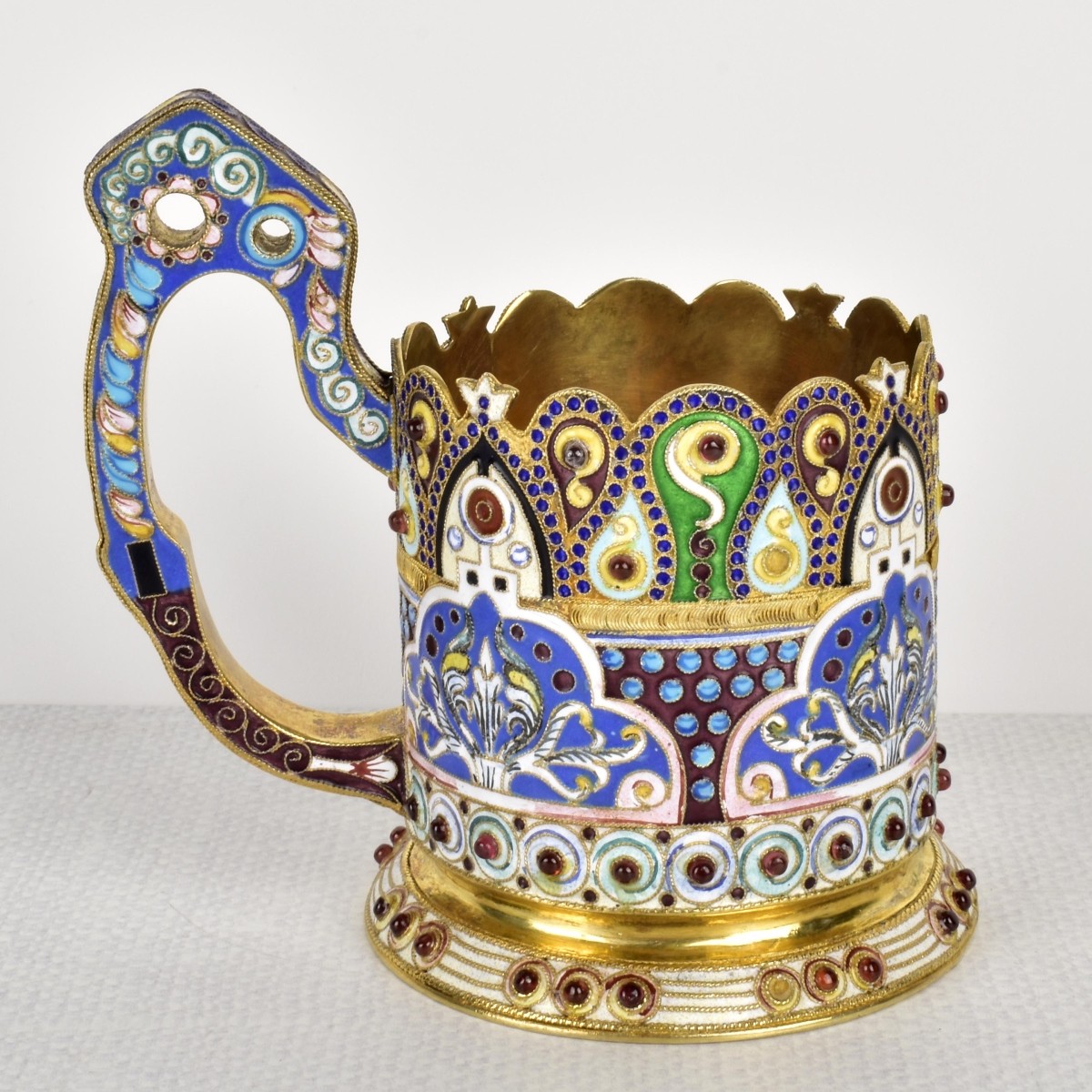 Russian Silver-Gilt and Cloisonne Enamel Tea Glass