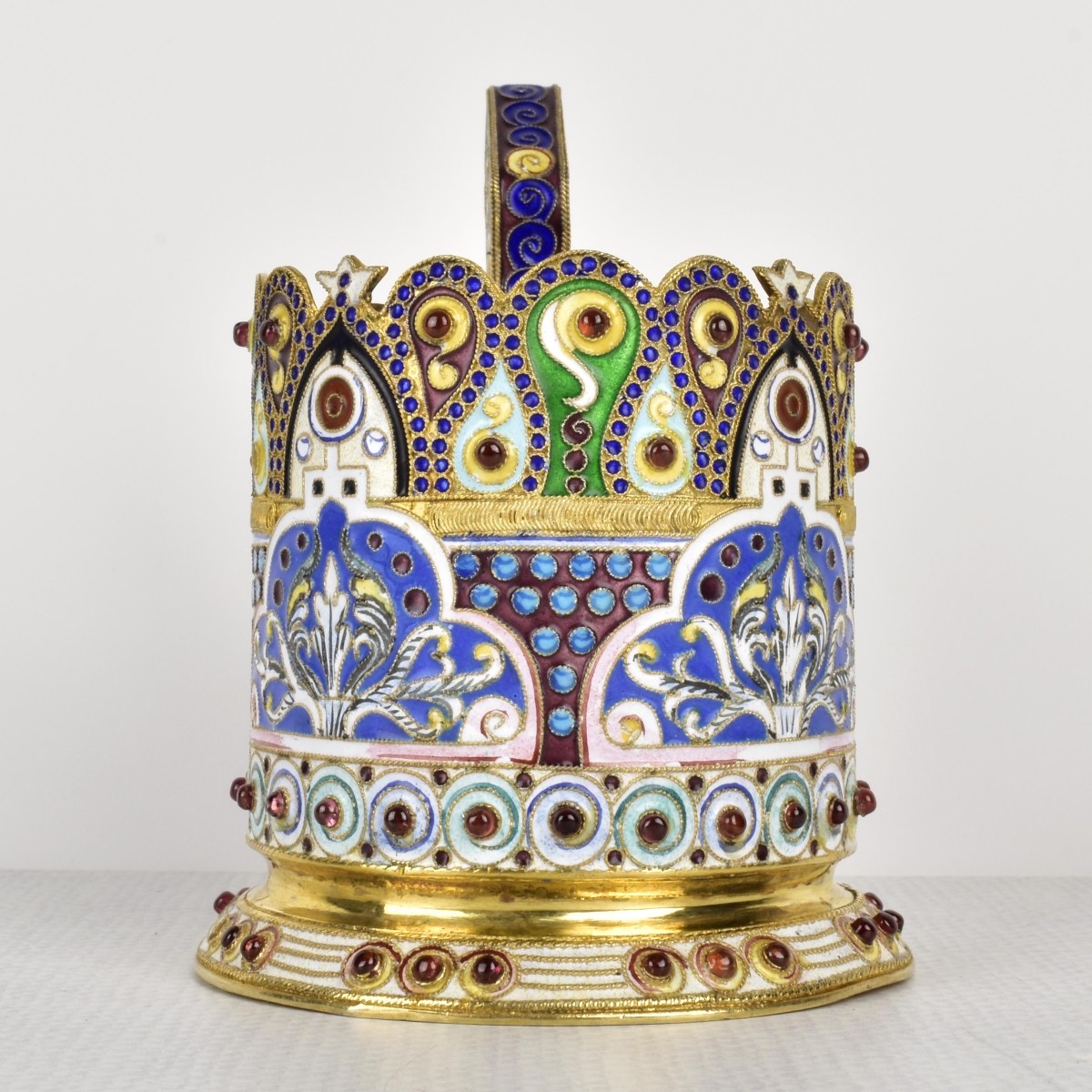 Russian Silver-Gilt and Cloisonne Enamel Tea Glass