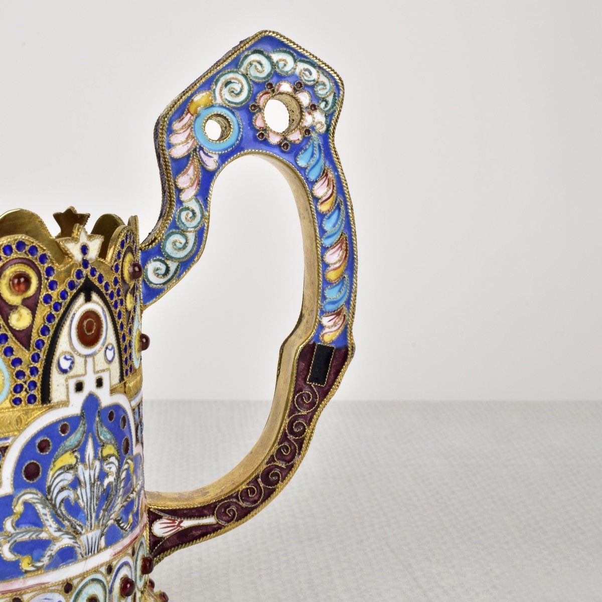 Russian Silver-Gilt and Cloisonne Enamel Tea Glass