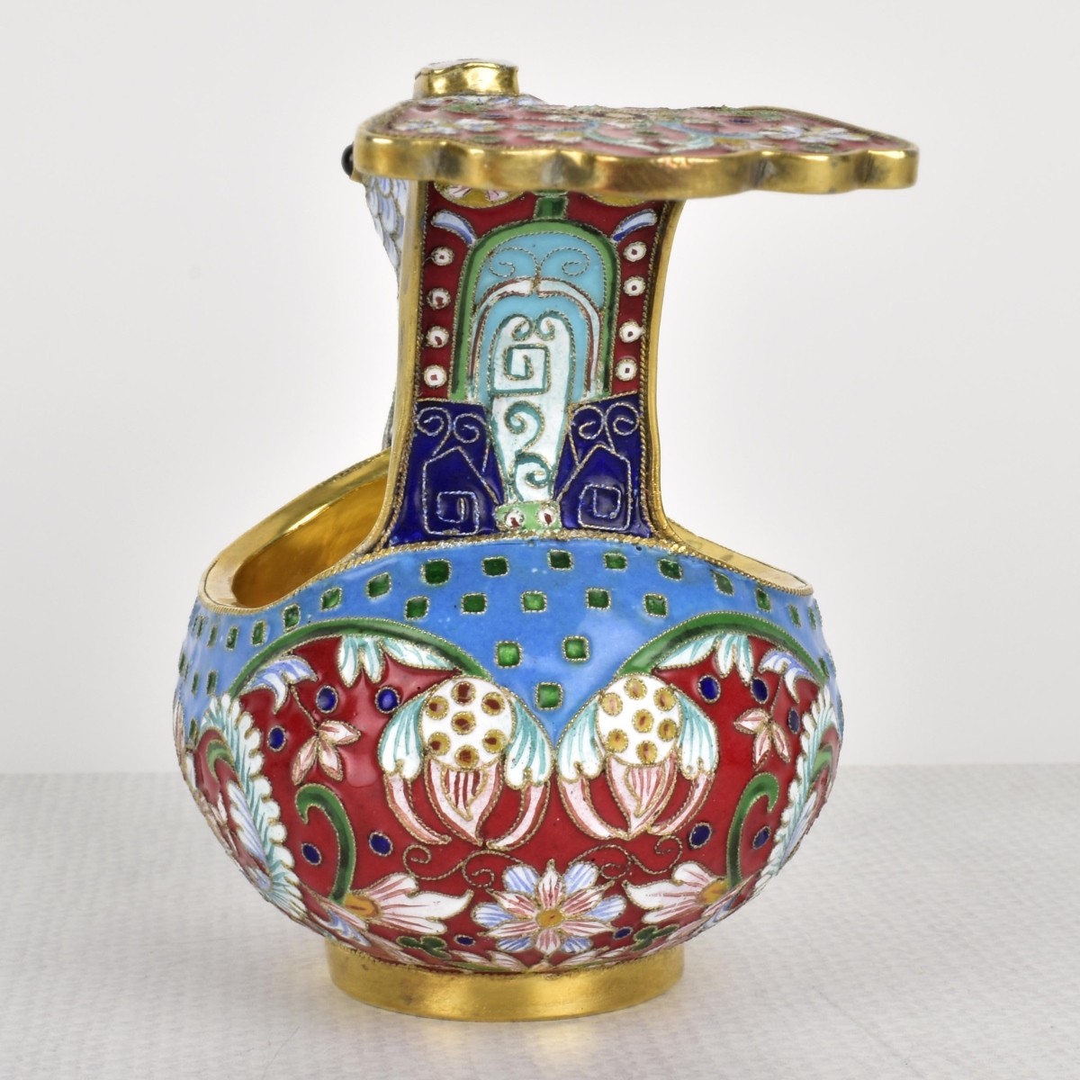 Russian Silver-Gilt and Cloisonne Enamel Kvosh Cup