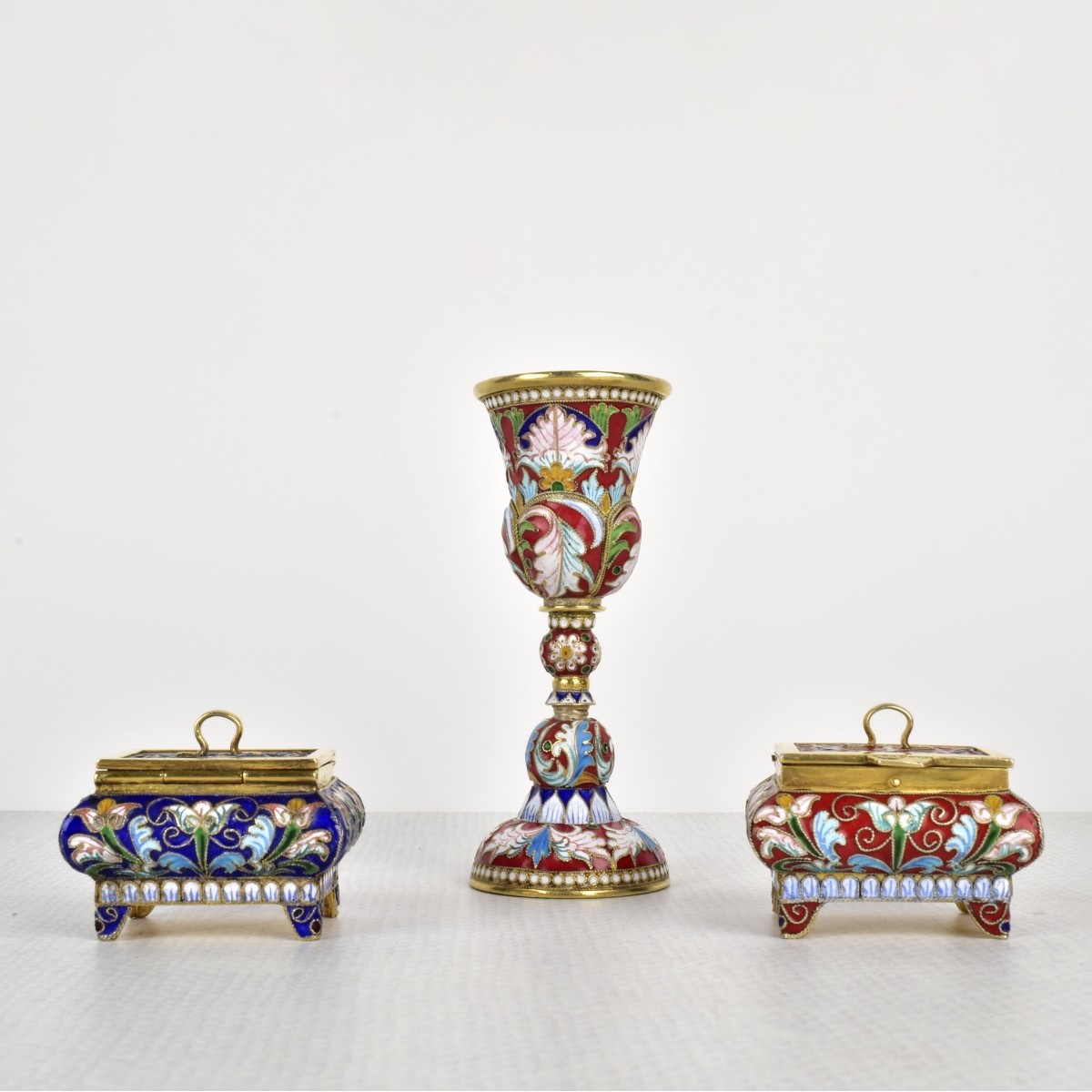 Russian Silver-Gilt and Cloisonne Pieces