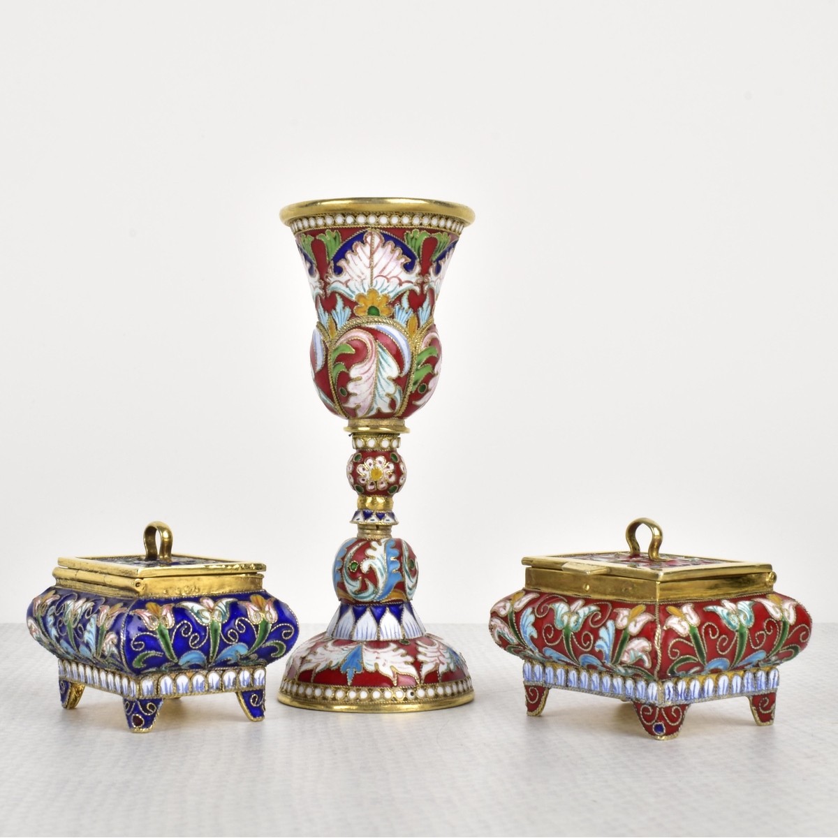 Russian Silver-Gilt and Cloisonne Pieces