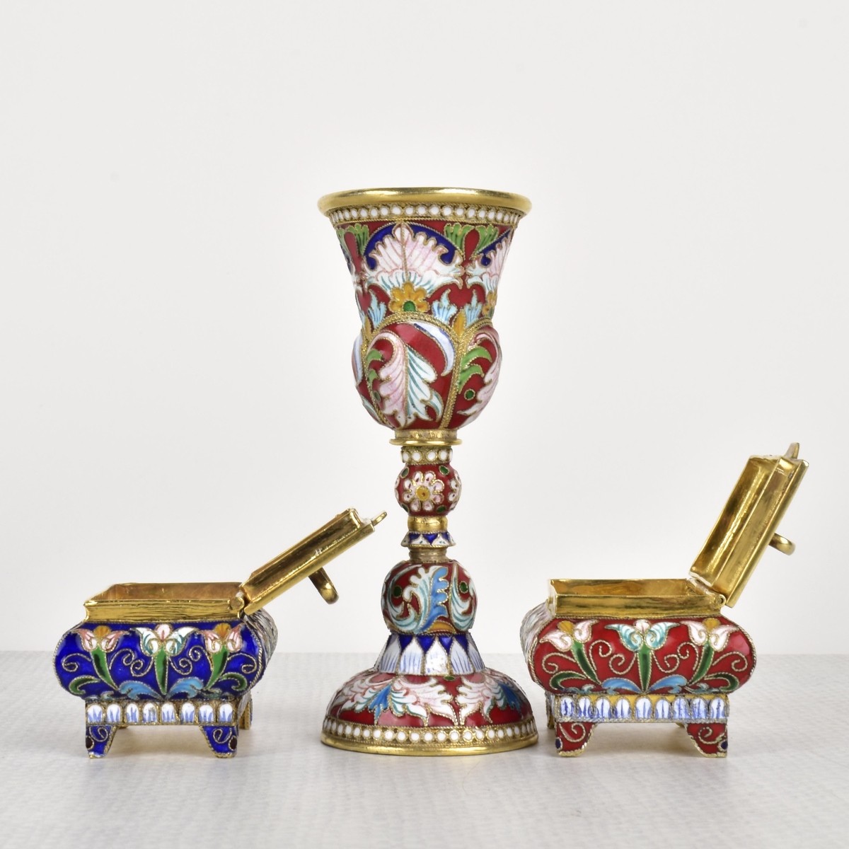 Russian Silver-Gilt and Cloisonne Pieces