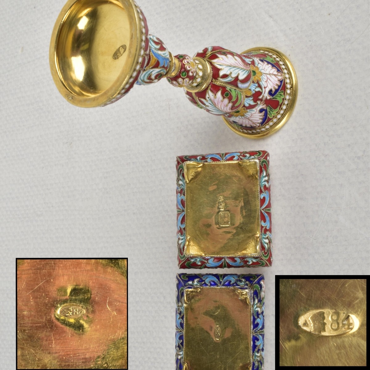 Russian Silver-Gilt and Cloisonne Pieces