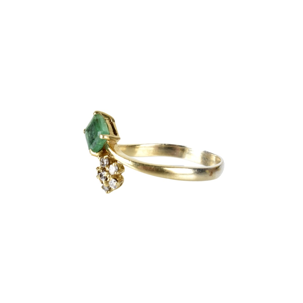 Emerald, Diamond and 14K Ring