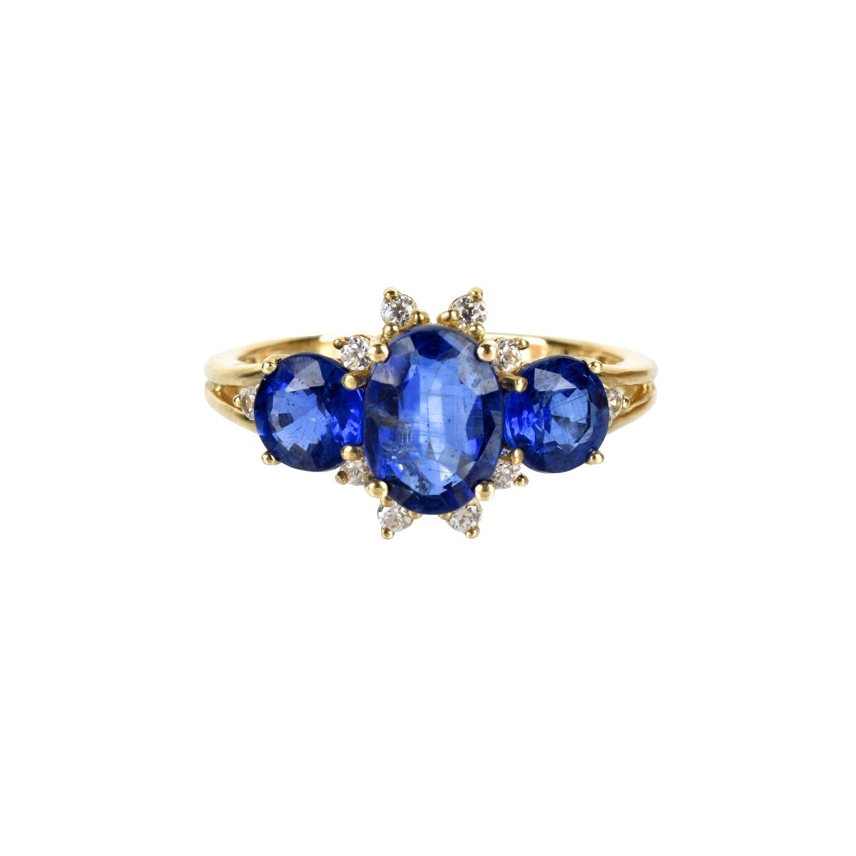 Sapphire, Diamond and 10K Ring