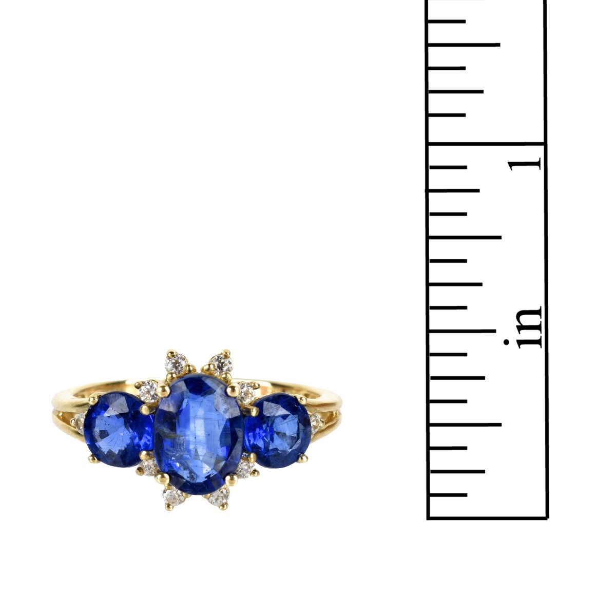 Sapphire, Diamond and 10K Ring