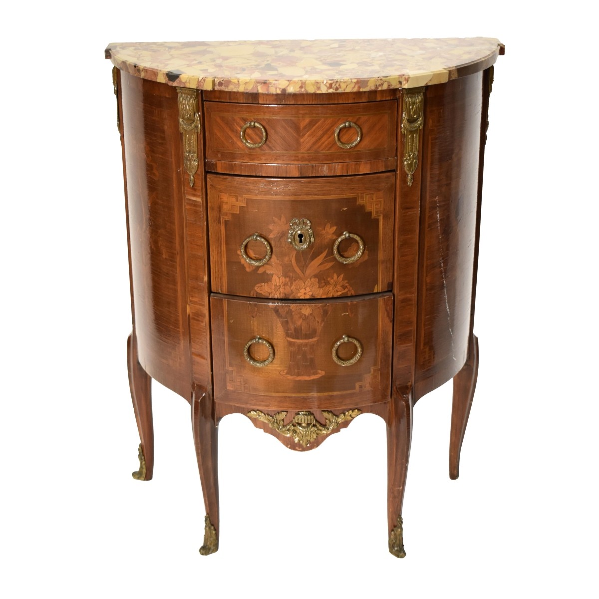 French Marble top Commode with Inlay