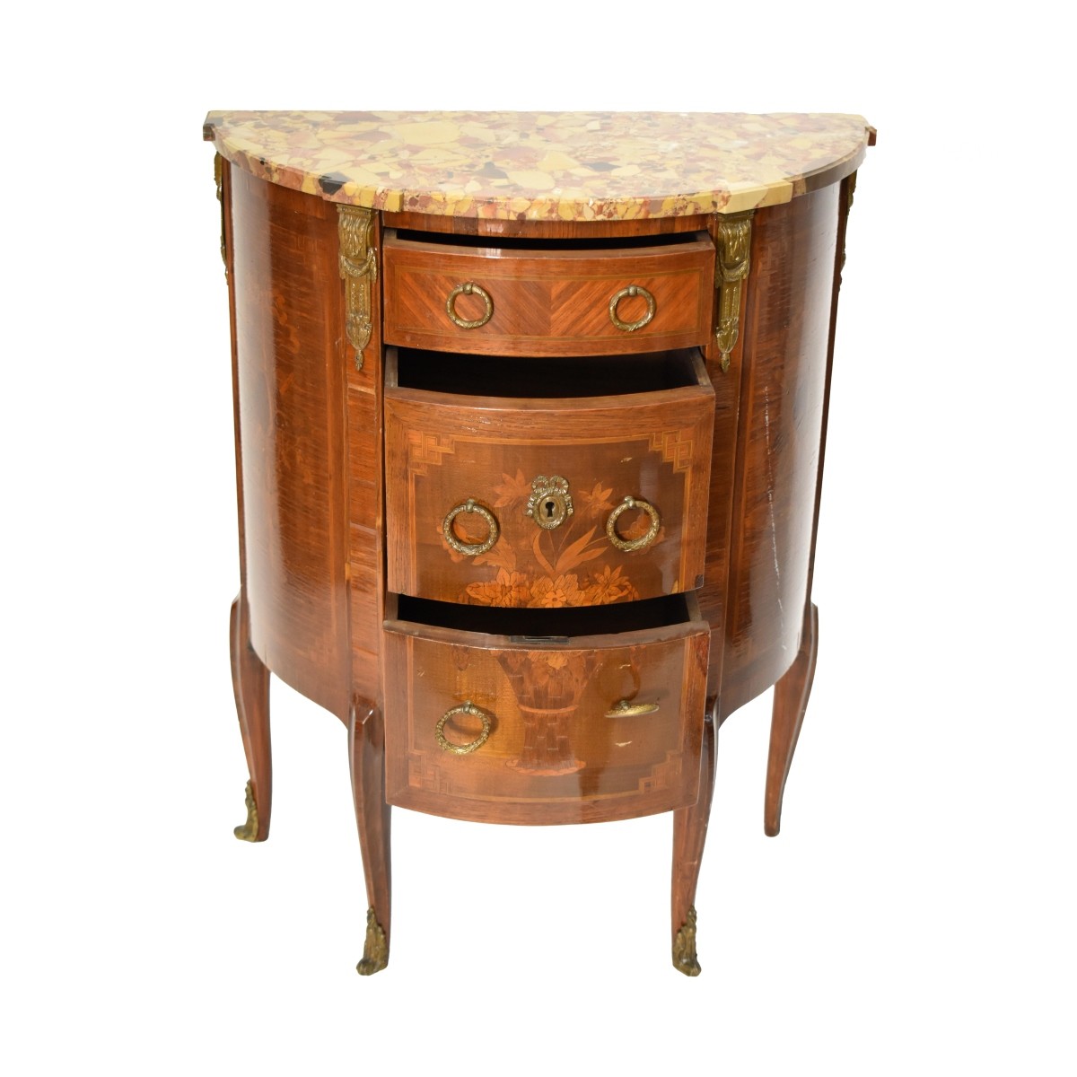 French Marble top Commode with Inlay