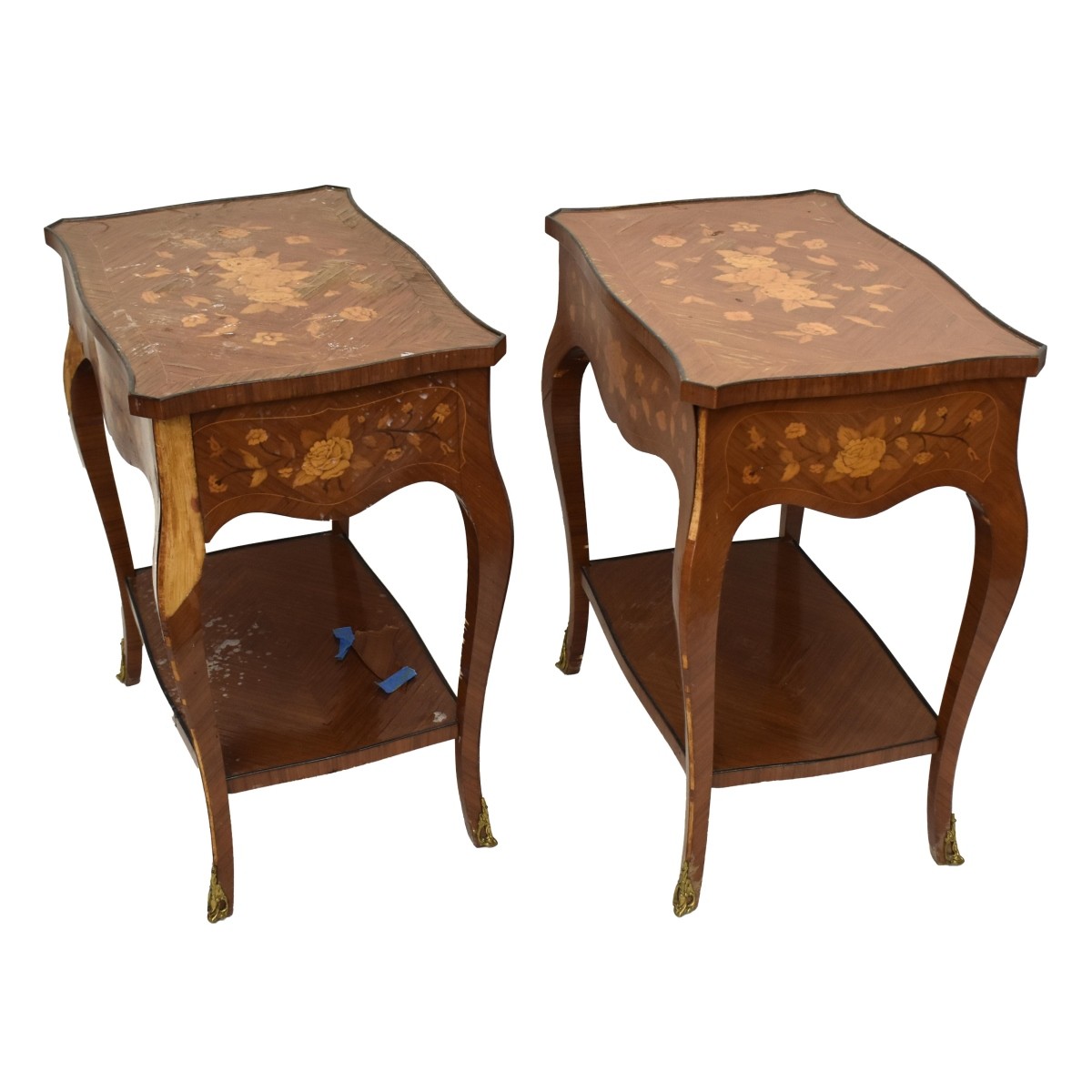 Pair of French Inlay End Tables