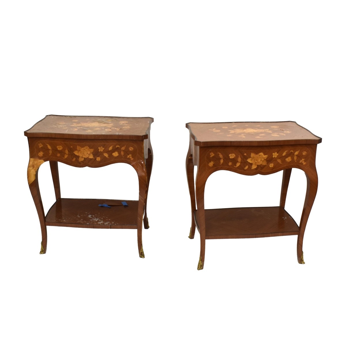 Pair of French Inlay End Tables