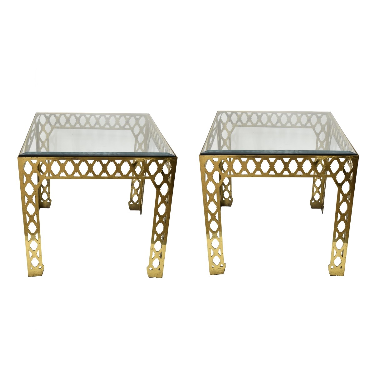 Hollywood Regency Brass End Tables.