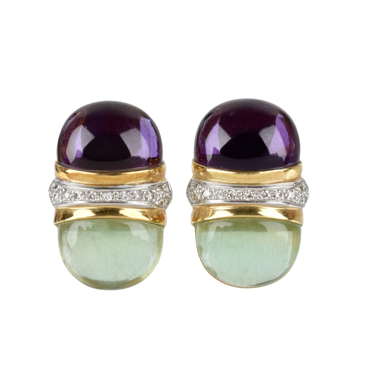 Gemstone, Diamond and 18K Earrings