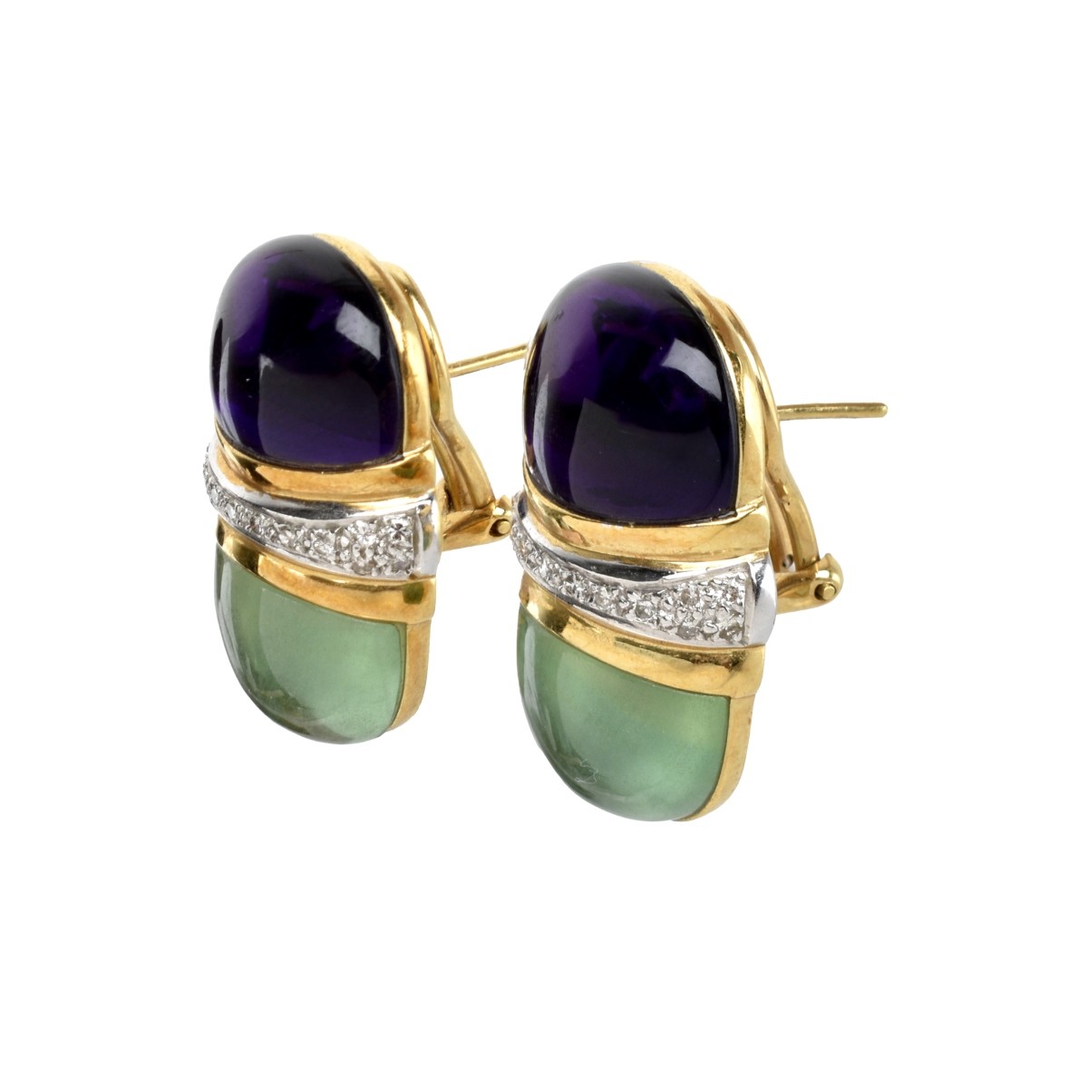 Gemstone, Diamond and 18K Earrings