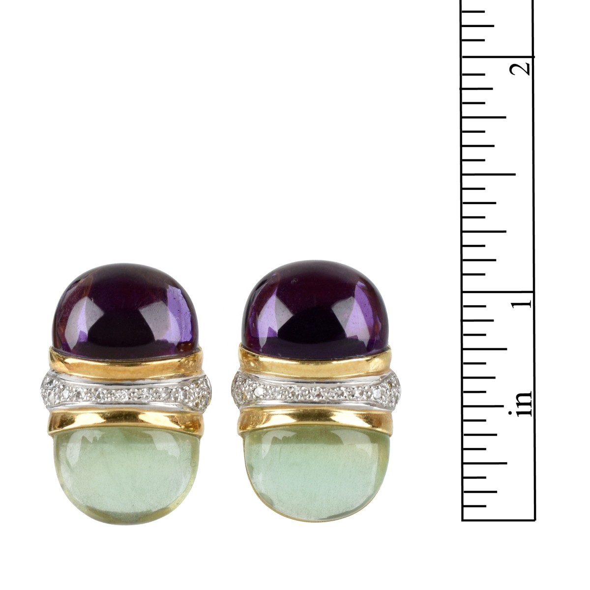 Gemstone, Diamond and 18K Earrings