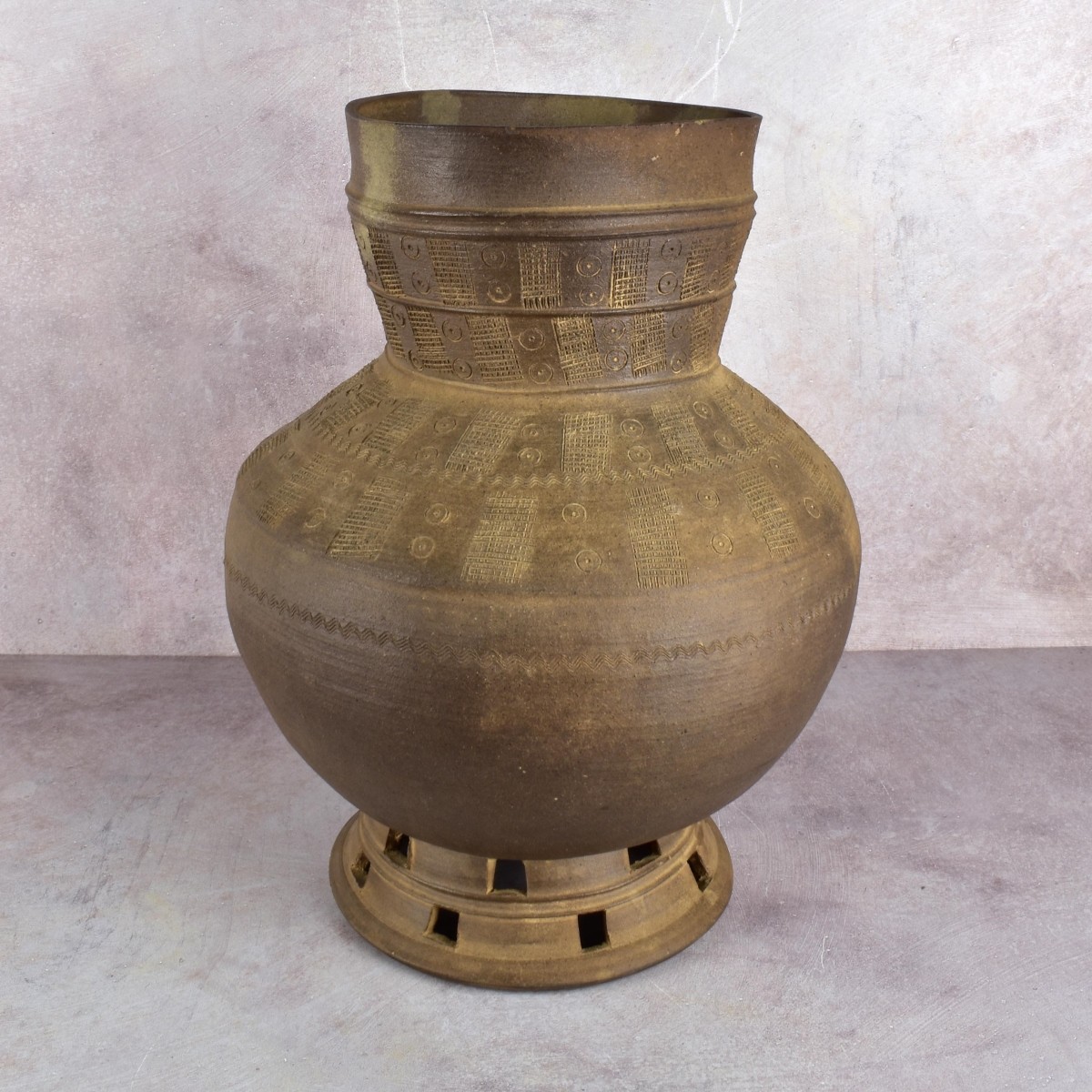 Large Ancient Pottery Footed Urn