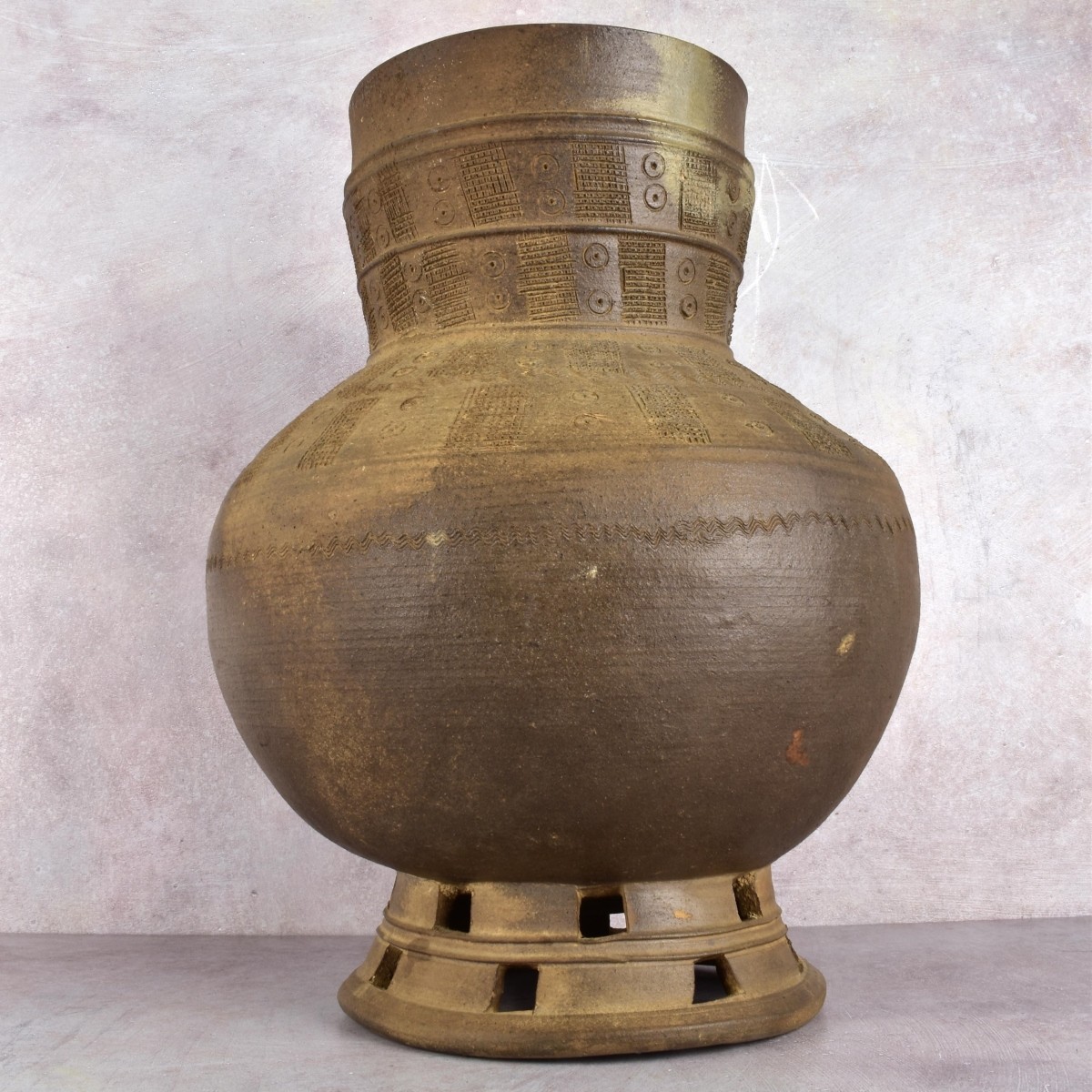 Large Ancient Pottery Footed Urn