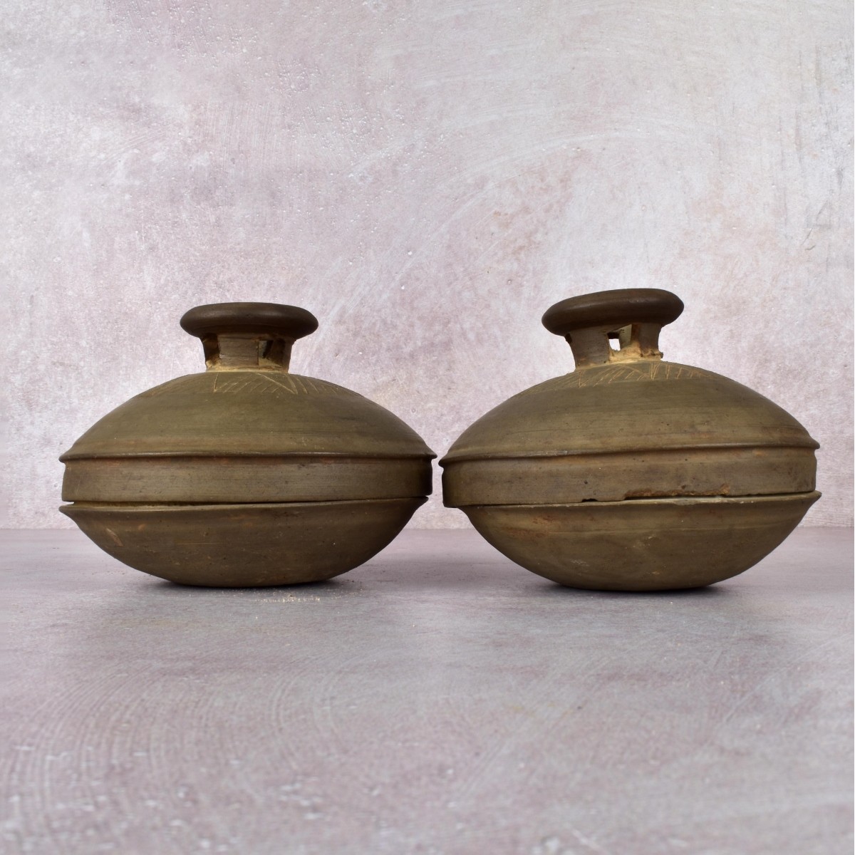 Ancient Korean Pottery Lidded Bowls