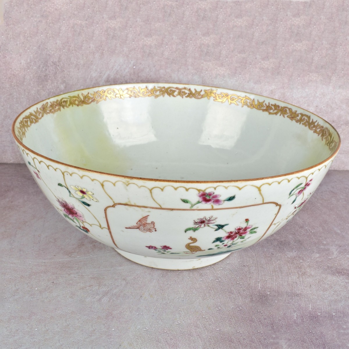 Famille Rose Decorated Punch Bowl