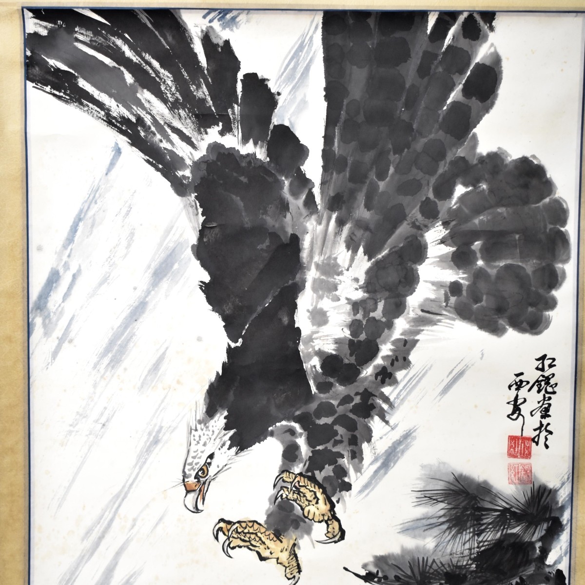 Antique Chinese Scroll Painting of an Eagle