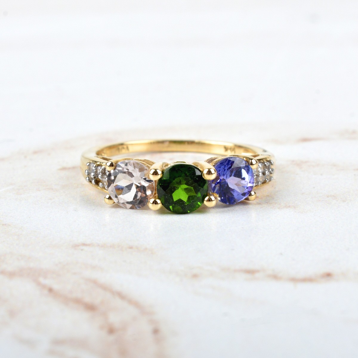 Gemstone, Diamond and 10K Ring