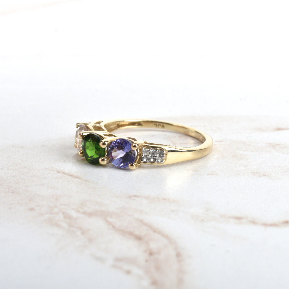 Gemstone, Diamond and 10K Ring