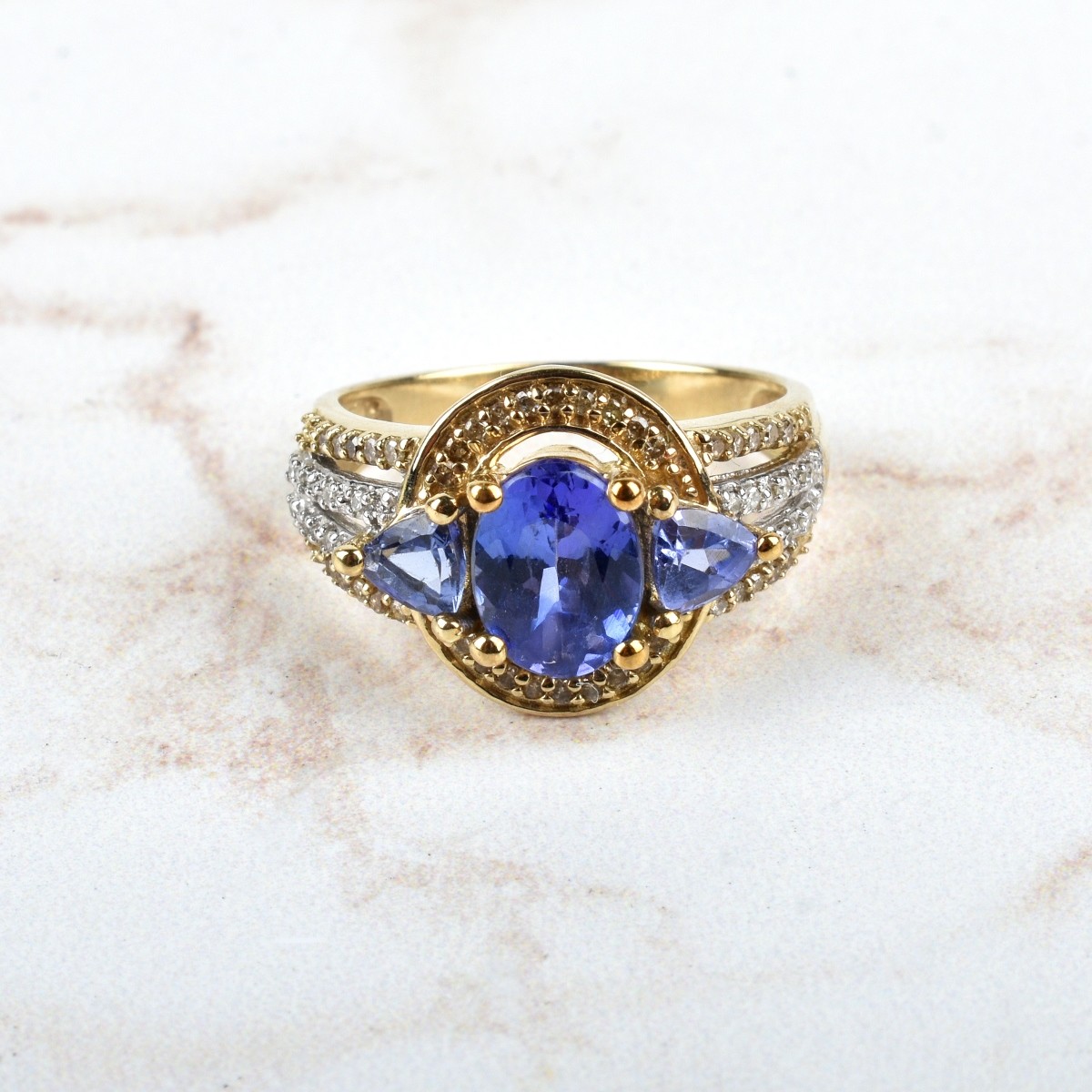 Tanzanite, Diamond and 10K Ring