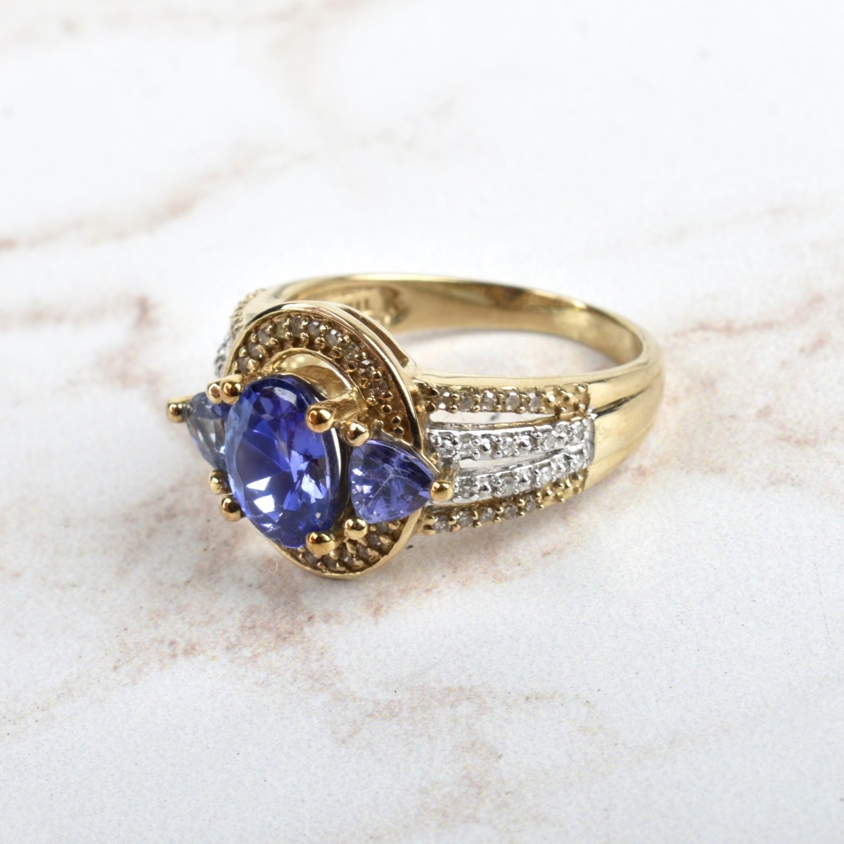 Tanzanite, Diamond and 10K Ring