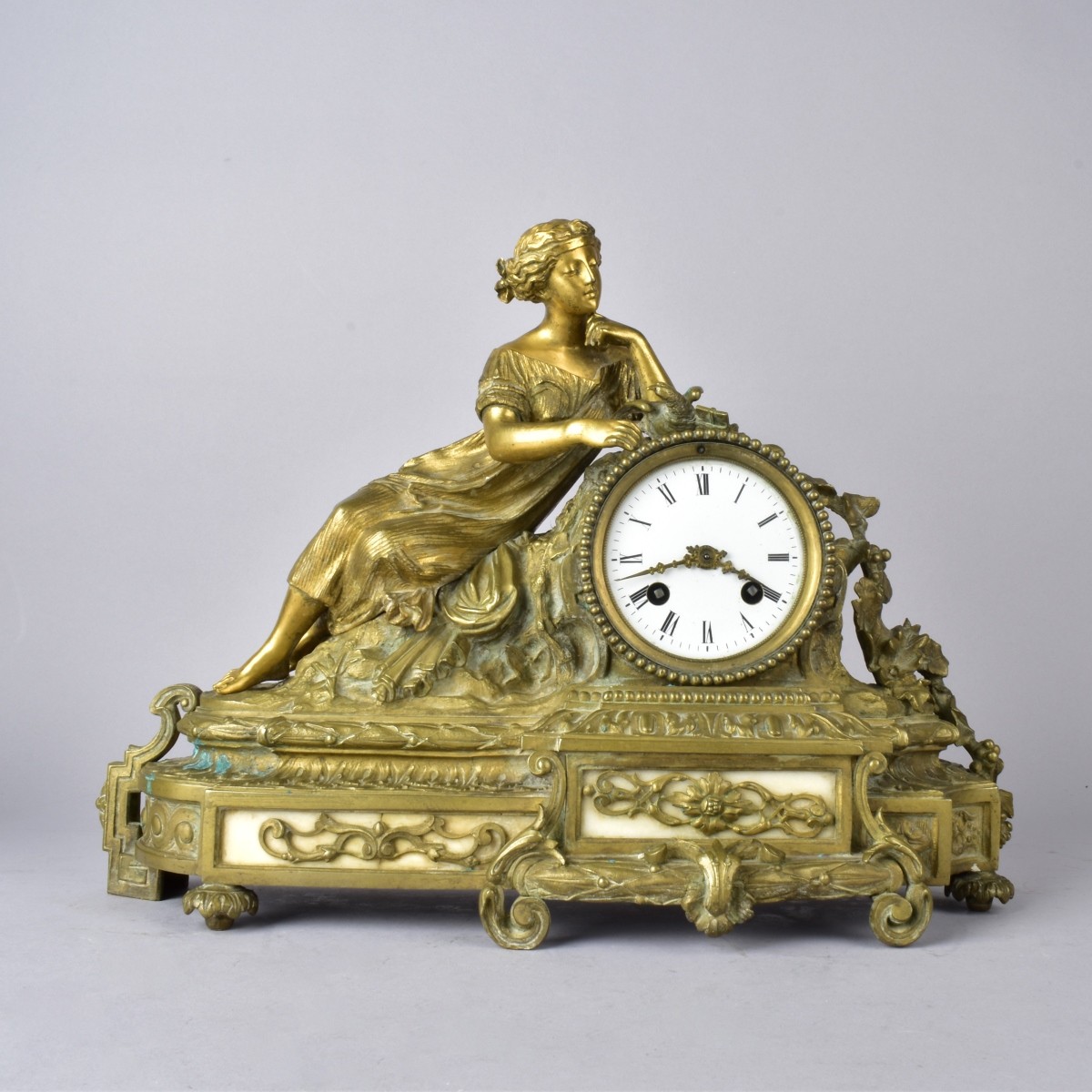 Antique Gold Gilt Spelter Mantle Clock